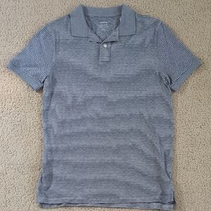 New! Vintage J. Crew Gray and White Striped Polo Short Sleeve Shirt